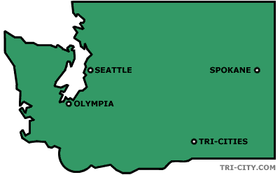 Washington State Map Displaying the Location of the Tri-Cities - 4,660 bytes